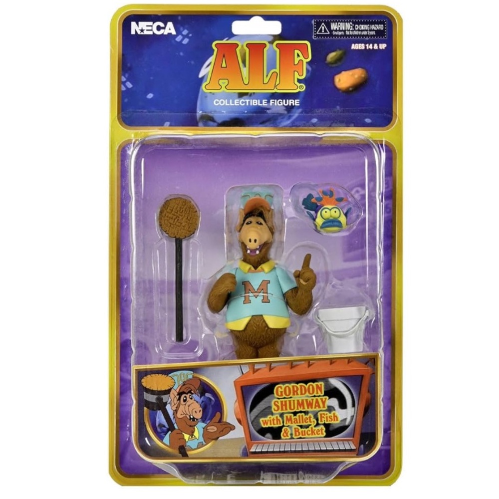NECA ALF Toony Classics Gordon Shumway with Mallet,‎ Fish & Bucket 5" Figure MOC